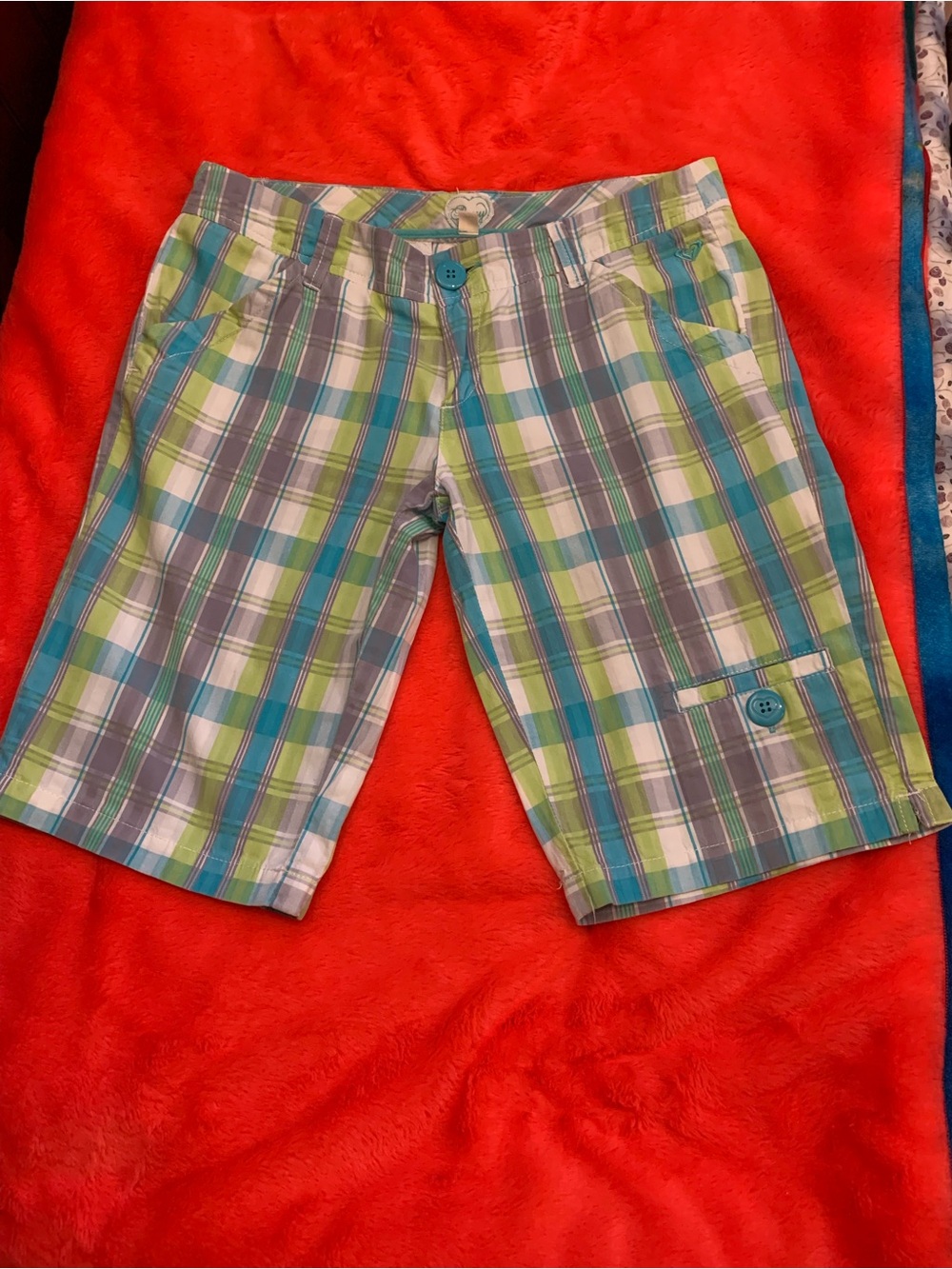 Roxy Plaid Shorts in Blue, Green & Teal